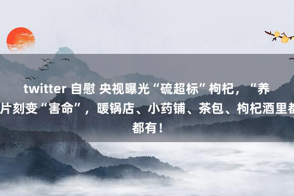 twitter 自慰 央视曝光“硫超标”枸杞，“养生”片刻变“害命”，暖锅店、小药铺、茶包、枸杞酒里都有！