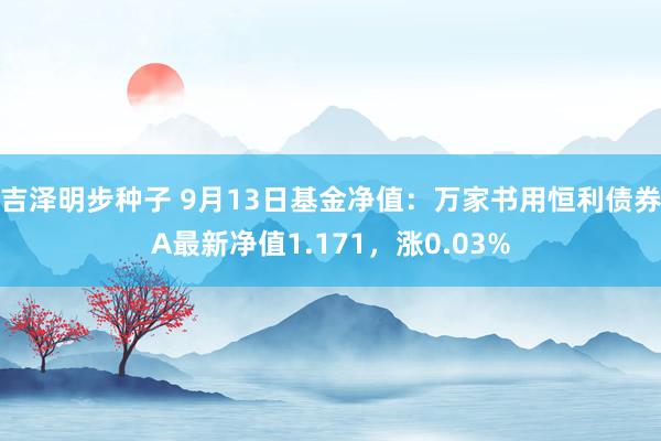 吉泽明步种子 9月13日基金净值：万家书用恒利债券A最新净值1.171，涨0.03%