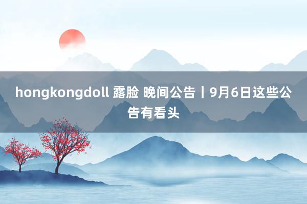 hongkongdoll 露脸 晚间公告丨9月6日这些公告有看头