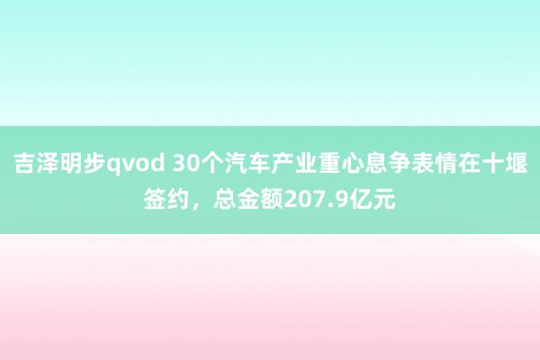 吉泽明步qvod 30个汽车产业重心息争表情在十堰签约，总金额207.9亿元