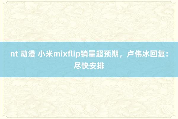 nt 动漫 小米mixflip销量超预期，卢伟冰回复：尽快安排