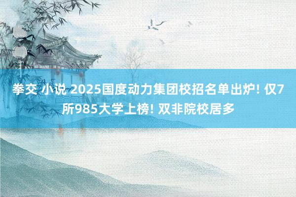 拳交 小说 2025国度动力集团校招名单出炉! 仅7所985大学上榜! 双非院校居多