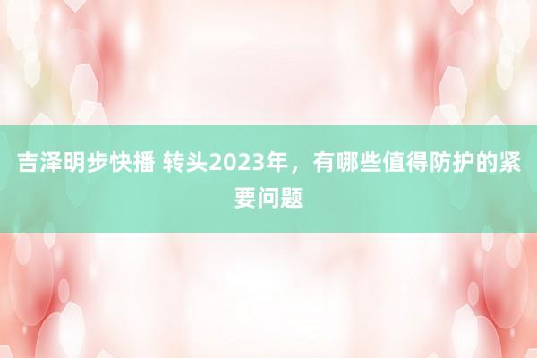 吉泽明步快播 转头2023年，有哪些值得防护的紧要问题