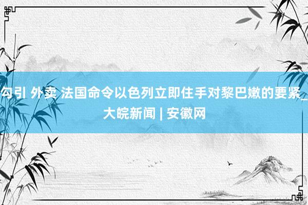 勾引 外卖 法国命令以色列立即住手对黎巴嫩的要紧_大皖新闻 | 安徽网