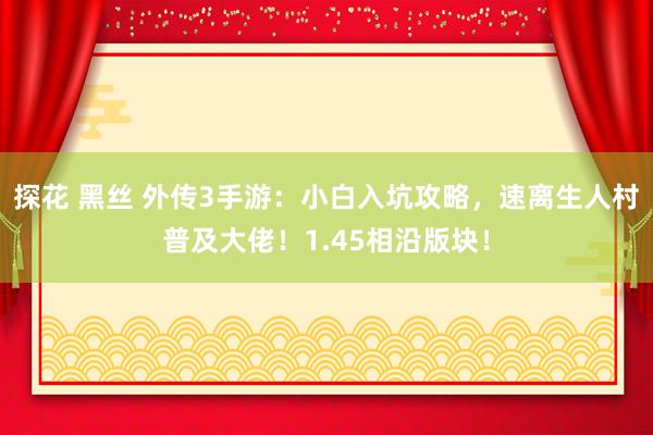 探花 黑丝 外传3手游：小白入坑攻略，速离生人村普及大佬！1.45相沿版块！