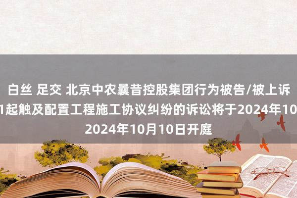 白丝 足交 北京中农曩昔控股集团行为被告/被上诉东说念主的1起触及配置工程施工协议纠纷的诉讼将于2024年10月10日开庭