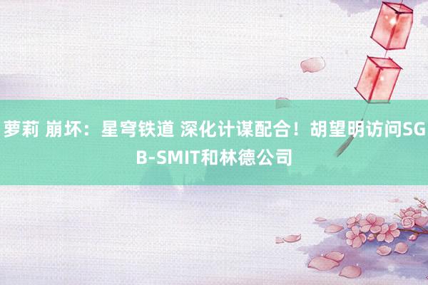 萝莉 崩坏：星穹铁道 深化计谋配合！胡望明访问SGB-SMIT和林德公司