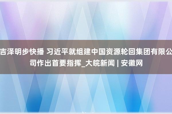 吉泽明步快播 习近平就组建中国资源轮回集团有限公司作出首要指挥_大皖新闻 | 安徽网