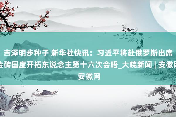 吉泽明步种子 新华社快讯：习近平将赴俄罗斯出席金砖国度开拓东说念主第十六次会晤_大皖新闻 | 安徽网