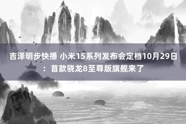 吉泽明步快播 小米15系列发布会定档10月29日：首款骁龙8至尊版旗舰来了