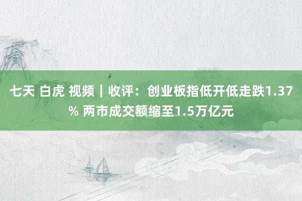 七天 白虎 视频｜收评：创业板指低开低走跌1.37% 两市成交额缩至1.5万亿元