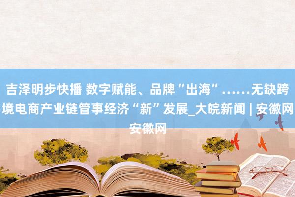 吉泽明步快播 数字赋能、品牌“出海”……无缺跨境电商产业链管事经济“新”发展_大皖新闻 | 安徽网