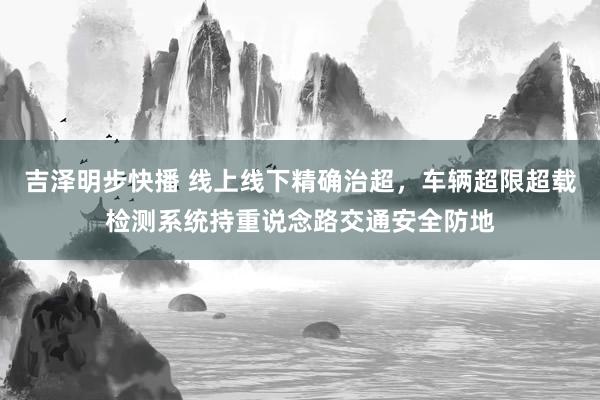 吉泽明步快播 线上线下精确治超，车辆超限超载检测系统持重说念路交通安全防地