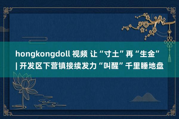 hongkongdoll 视频 让“寸土”再“生金” | 开发区下营镇接续发力“叫醒”千里睡地盘