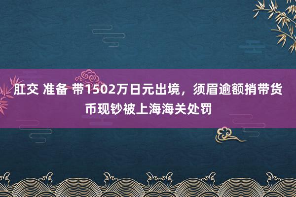 肛交 准备 带1502万日元出境，须眉逾额捎带货币现钞被上海海关处罚