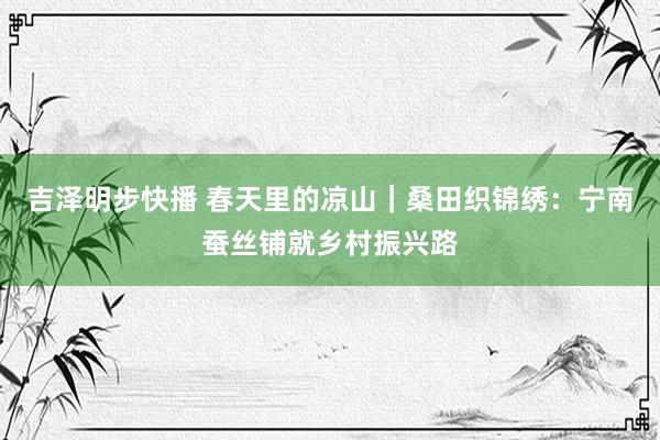 吉泽明步快播 春天里的凉山｜桑田织锦绣：宁南蚕丝铺就乡村振兴路