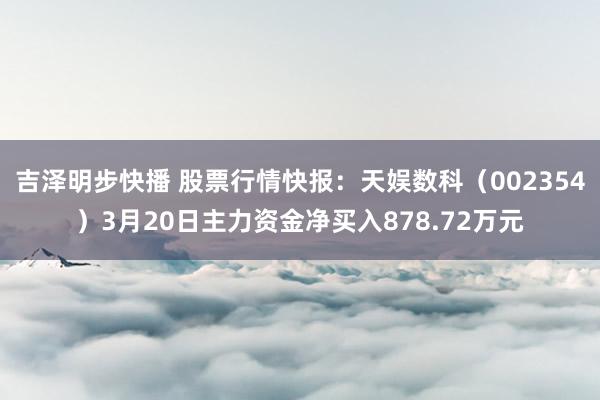 吉泽明步快播 股票行情快报：天娱数科（002354）3月20日主力资金净买入878.72万元